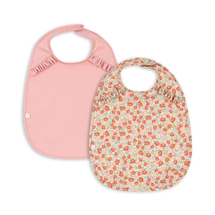 Konges Slojd 2 Pack Dinner Bib With Frill Kaluka/Bridal Rose - Babywinkel - 5715681031001