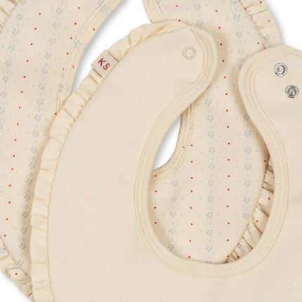 Konges Slojd Basic 2 Pack Frill Bib Fete De Fleur/Seedpearl - Babywinkel - 5715681002452