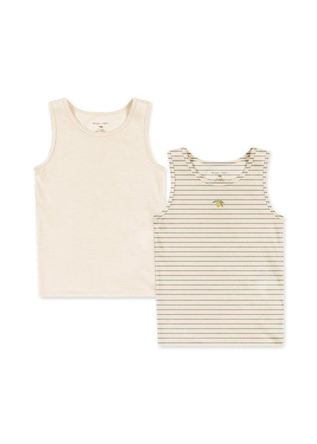 Konges Slojd Basic Tanktops GOTS Tea Stripe/Buttercream 2st koop je bij Babywinkel
