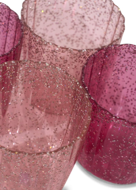 Konges Slojd Bekertje Glitter Sparkling Pink Mix 4st - Babywinkel - 5715681057209