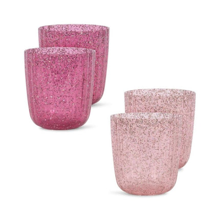 Konges Slojd Bekertje Glitter Sparkling Pink Mix 4st - Babywinkel - 5715681057209