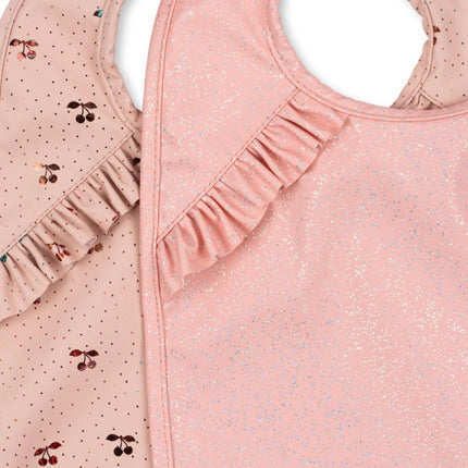 Konges Slojd Slabbetje Frill Cherry Sparkle 2St - Babywinkel - 5715681058862