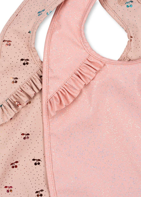 Konges Slojd Slabbetje Frill Cherry Sparkle 2St - Babywinkel - 5715681058862