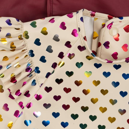Konges Slojd Slabbetje Met Mouwen Coeur Glitter/ Sangria 2St - Babywinkel - 5715681099063