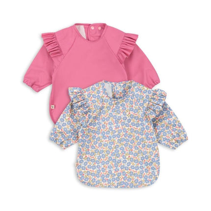 Konges Slojd Slabbetje Met Mouwen Frill Fleur/ Chateau Rose 2St - Babywinkel - 5715681098769