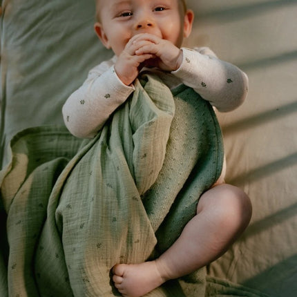 Ledikantdeken gebreid - Pure Sage - Babywinkel - 8721122584149