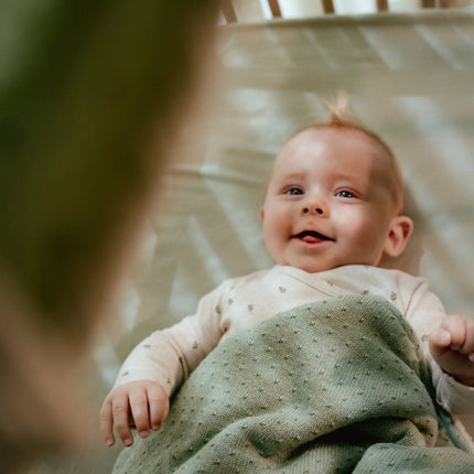 Ledikantdeken gebreid - Pure Sage - Babywinkel - 8721122584149
