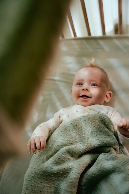 Ledikantdeken gebreid - Pure Sage - Babywinkel - 8721122584149