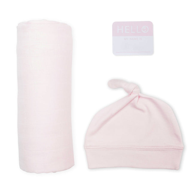 Lulujo Hydrofiele Doek Met Muts En Sticker Pink koop je bij Babywinkel