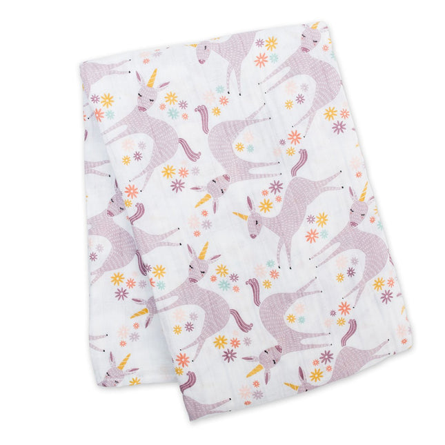 Lulujo Hydrofiele Doek Modern Unicorn Katoen 120x120cm koop je bij Babywinkel