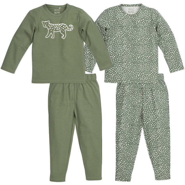 Meyco Baby Pyjama 2St Cheetah Forestgreen koop je bij Babywinkel