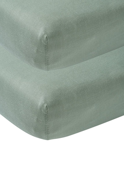 Meyco Hoeslaken Jersey Stone Green 60x120cm 2st - Meyco - Babywinkel - 4054703642223