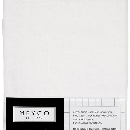 Meyco Hydrofiele Doek 6St Wit - Meyco - Babywinkel - 4054703521009