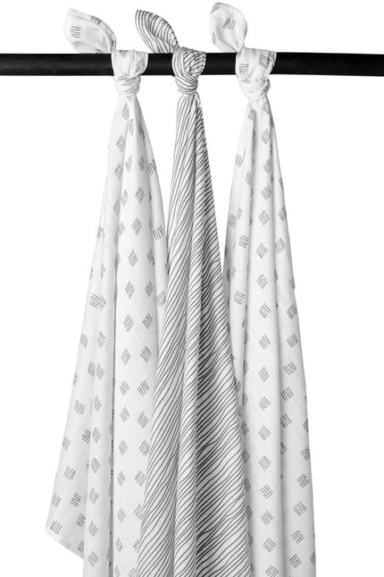Meyco Hydrofiele Doek Block Stripe Grijs 3st koop je bij Babywinkel