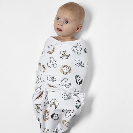 Meyco Inbakerdoek Animal/Uni Wit 0 - 3 mnd 2st - Meyco - Babywinkel - 4054703310191