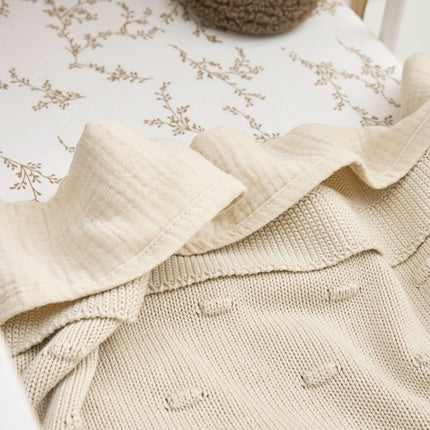Meyco Ledikantdeken Knots Soft Sand 100X150cm - Meyco - Babywinkel - 4054703266221