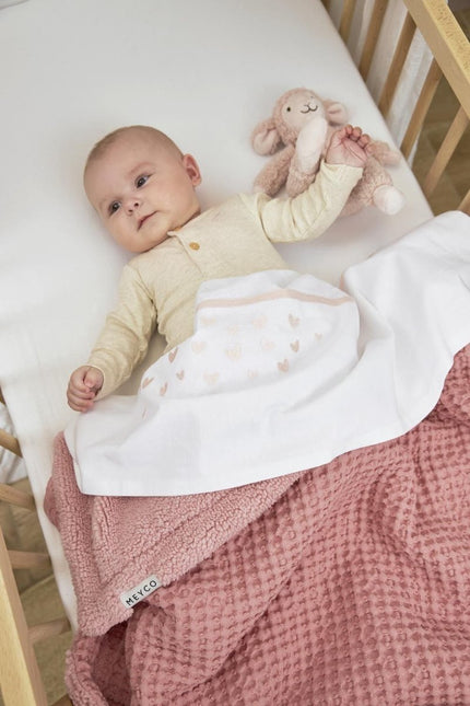 Meyco Ledikantlaken Hearts Soft Pink 100X150cm koop je bij Babywinkel