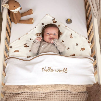 Meyco Ledikantlaken Hello World Taupe 100X150cm - Meyco - Babywinkel - 4054703164022