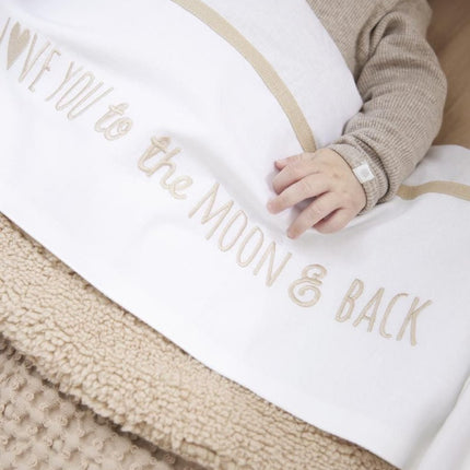 Meyco Ledikantlaken Love You To The Moon & Back Sand 100X150cm - Meyco - Babywinkel - 4054703148664
