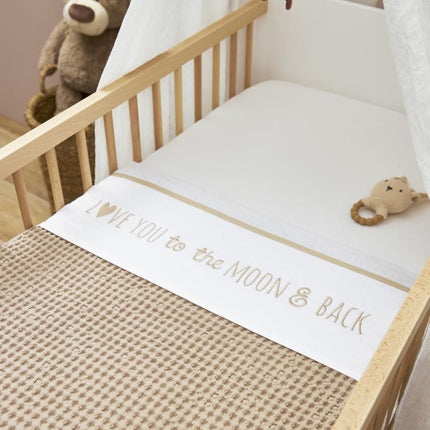 Meyco Ledikantlaken Love You To The Moon & Back Sand 100X150cm - Meyco - Babywinkel - 4054703148664