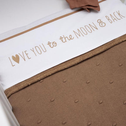 Meyco Ledikantlaken Love You To The Moon & Back Toffee 100X150cm - Meyco - Babywinkel - 4054703842999