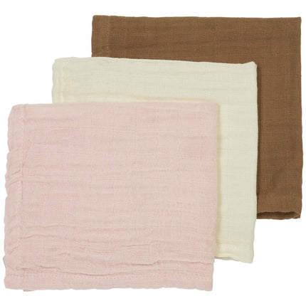 Meyco Monddoekje 3St Offwhite/Soft Pink/Toffee - Meyco - Babywinkel - 4054703490817