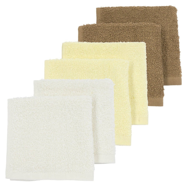 Meyco Monddoekje 6St Basic Badstof Offwwhite/Soft Yellow/Toffee - Meyco - Babywinkel - 4054703616217