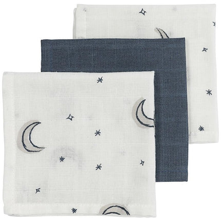 Meyco Monddoekje Moon 3 - Pack Hydrofiel Indigo 30X30cm - Meyco - Babywinkel - 4054703152333