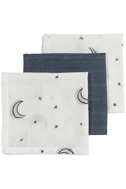 Meyco Monddoekje Moon 3 - Pack Hydrofiel Indigo 30X30cm - Meyco - Babywinkel - 4054703152333