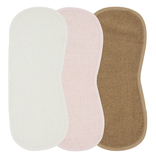 Meyco Monddoekje Schoudermodel 3St Basic Badstof Offwhite/Soft Pink/Toffee - Meyco - Babywinkel - 4054703614817