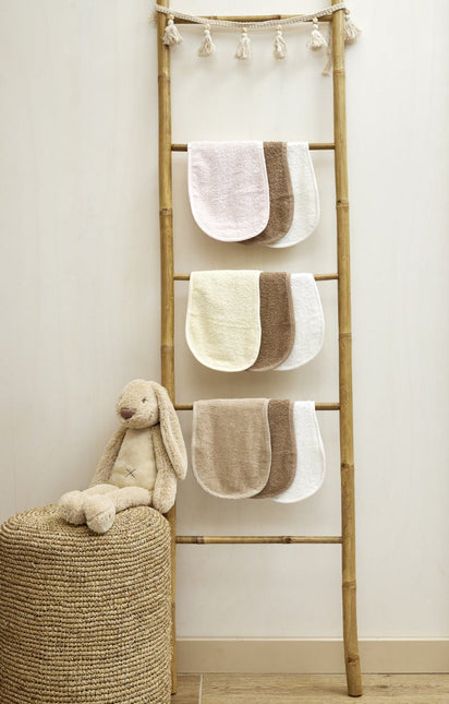 Meyco Monddoekje Schoudermodel 3St Basic Badstof Offwhite/Soft Pink/Toffee - Meyco - Babywinkel - 4054703614817