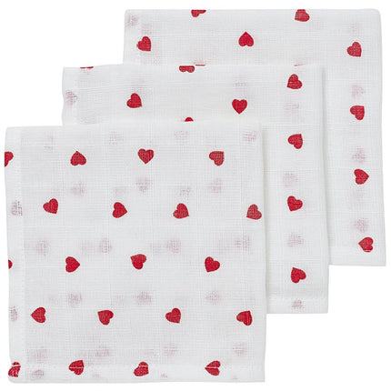 Meyco Monddoekje Sweet Heart Red 3St 30cm - Meyco - Babywinkel - 4054703925920