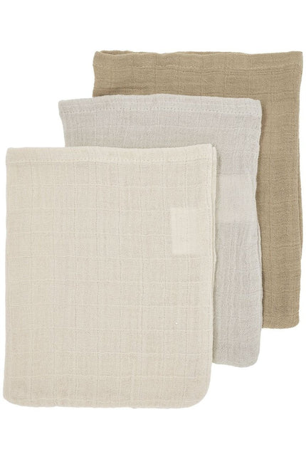 Meyco Washandje 3 - Pack Soft Sand/Greige/Taupe 20X17cm koop je bij Babywinkel