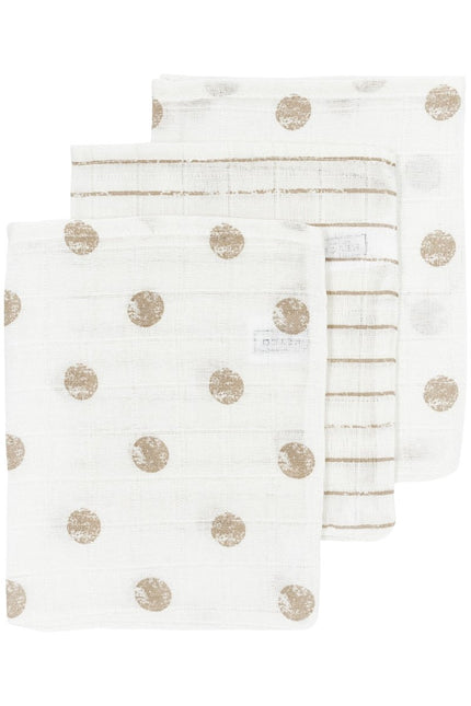 Meyco Washandje 3St Dot Stripe Sand koop je bij Babywinkel