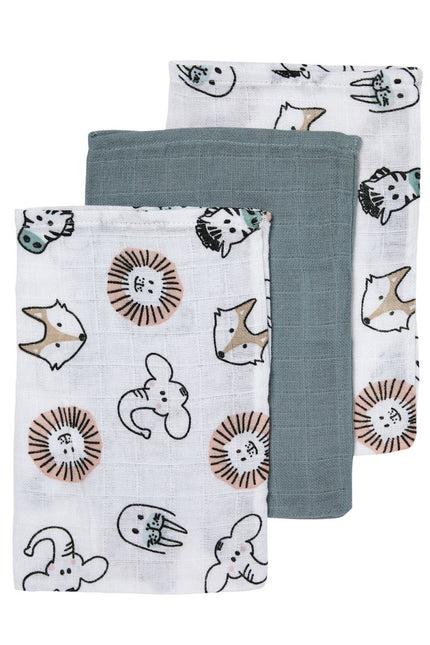 Meyco Washandje Hydrofiele Animal Stone Green 3st koop je bij Babywinkel