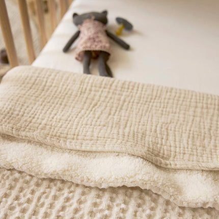 Meyco Wiegdeken Wafel Teddy Nature 75X100cm - Meyco - Babywinkel - 4054703218718