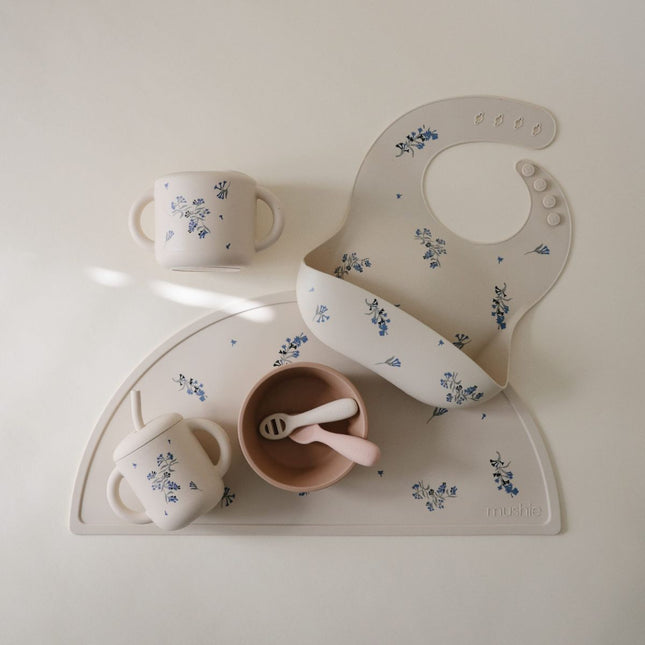 <tc>Mushie</tc> Vaso Entrenamiento Silicona Pajita Flores Lila