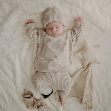 Mushie Baby Sweater Chunky Knit Beige - Mushie - Babywinkel - 810052468501