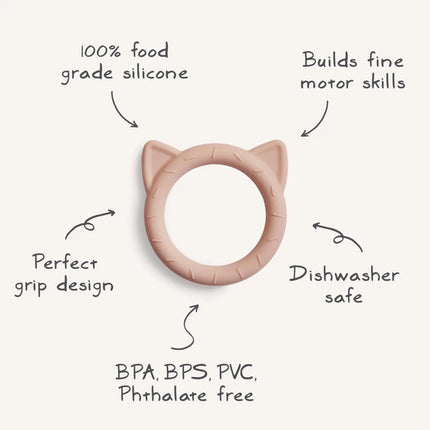 Mushie Bijtring Kat Blush - Mushie - Babywinkel - 810052461021