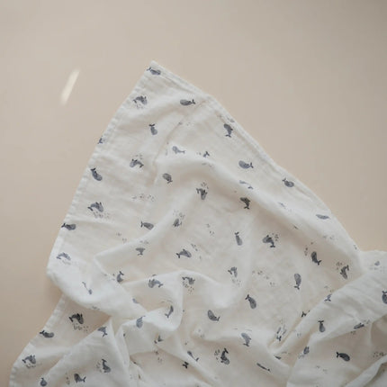 Mushie Hydrofiele Doek Whales 120cm - Mushie - Babywinkel - 810052467818