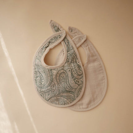 Mushie Slabbetje Green Paisley/Fog 2St - Mushie - Babywinkel - 810052469614