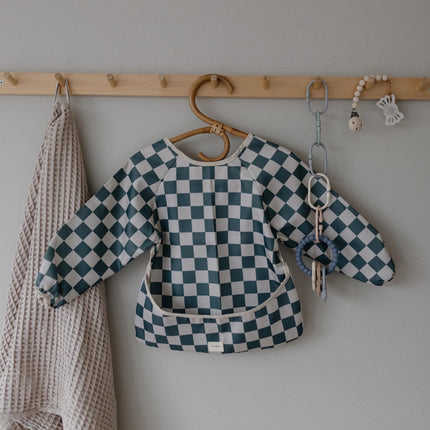 Mushie Slabbetje Lange Mouwen Olive Check - Mushie - Babywinkel - 840355800470