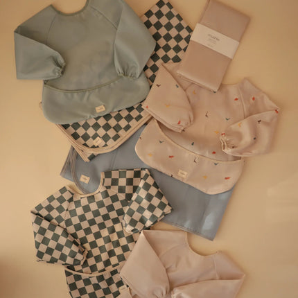 Mushie Slabbetje Lange Mouwen Olive Check - Mushie - Babywinkel - 840355800470
