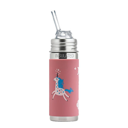 Pura Thermos Rietjesfles Free - Flow 260ml + Unicorn sleeve + Borsteltje - Babywinkel - 850038571757
