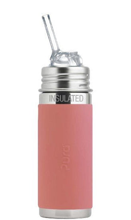 Pura Thermosfles Rvs 260 Ml Rietje Free Flow Rose Sleeve - Pura - Babywinkel - 850038571528