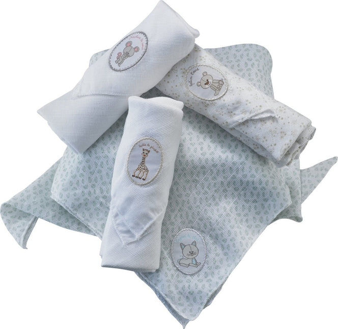 Sophie de Giraf Geschenkdoosje Hydrofile Doeken 70x70cm 4st koop je bij Babywinkel
