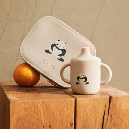 Stainless Steel Lunchbox Panda / Sandy / Dark Grey koop je bij Babywinkel