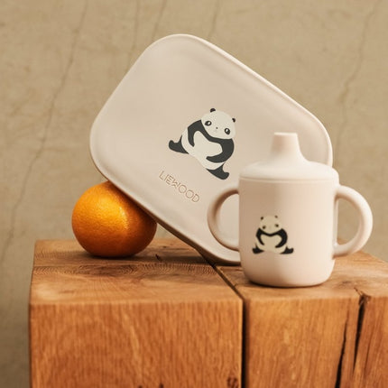 Stainless Steel Lunchbox Panda / Sandy / Dark Grey koop je bij Babywinkel