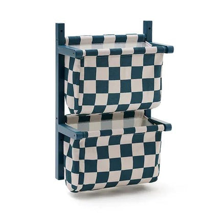 Wandopberging textiel geruit blauwgroen koop je bij Babywinkel