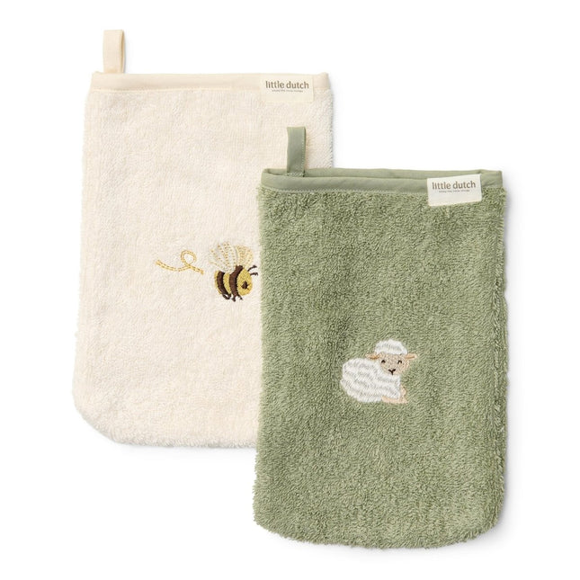 Little Dutch Washandje Geborduurd Little Farm Set koop je bij Babywinkel